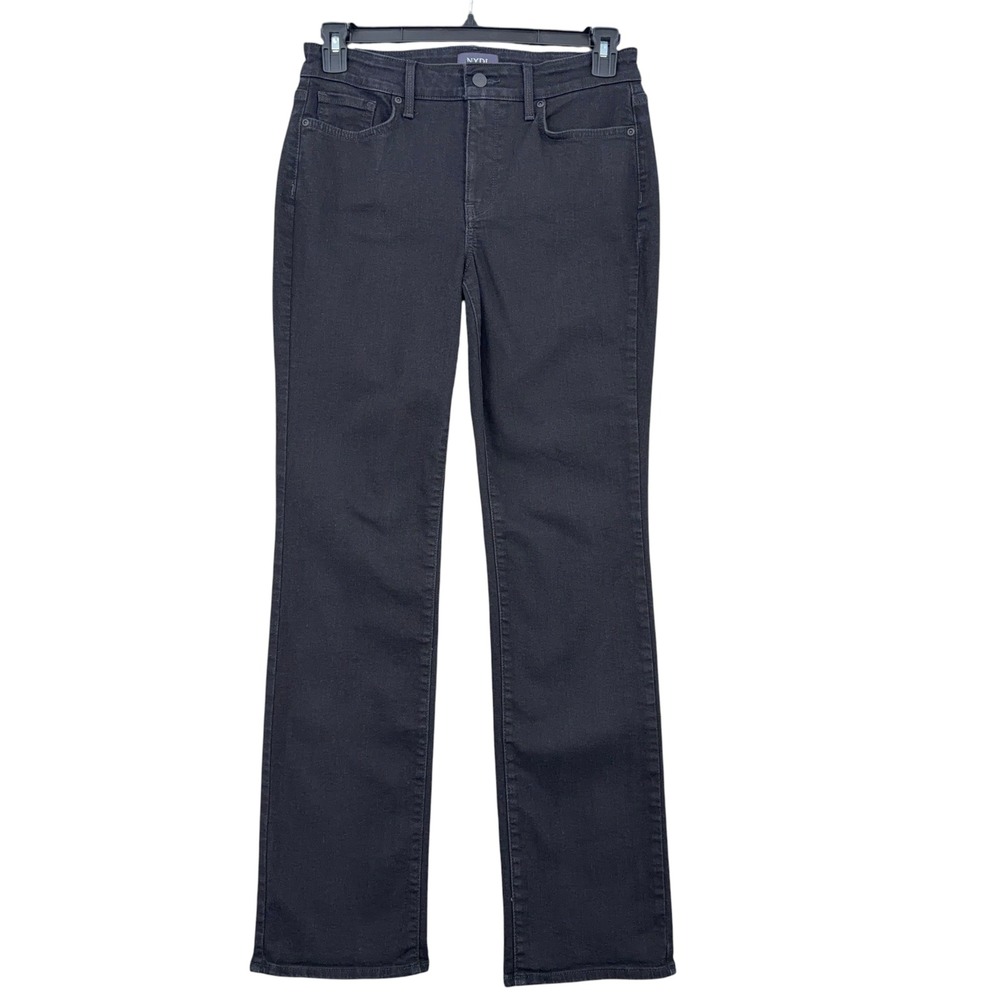 NYDJ Marilyn Straight Jeans Womens 6 Cotton Blend Black